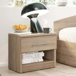 Garnero Arredamenti Comodino 40x40h cm 1 cassetto moderno Tropea-Roma-Sorrento Rovere Best