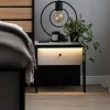 Garnero Arredamenti Comodino 40x40h cm 1 cassetto con LED grigio nero Luna Sale