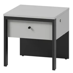 Garnero Arredamenti Comodino 40x40h cm 1 cassetto con LED grigio nero Luna Sale