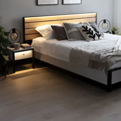 Garnero Arredamenti Comodino 40x40h cm 1 cassetto con LED grigio nero Luna Sale