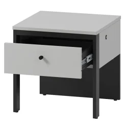 Garnero Arredamenti Comodino 40x40h cm 1 cassetto con LED grigio nero Luna Sale