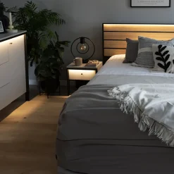 Garnero Arredamenti Comodino 40x40h cm 1 cassetto con LED grigio nero Luna Sale