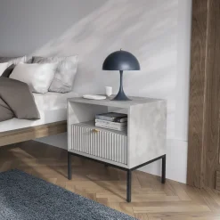 Garnero Arredamenti Comodino 54x56h cm 1 cassetto moderno Alisa Grigio Best