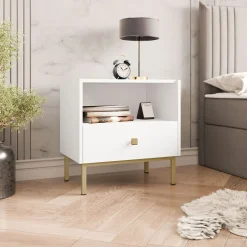 Garnero Arredamenti Comodino 55x56h cm 1 vano 1 cassetto Giuggiola Bianco Opaco Discount