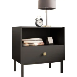 Garnero Arredamenti Comodino 55x56h cm 1 vano 1 cassetto Giuggiola Nero Opaco Sale