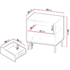 Garnero Arredamenti Comodino 55x56h cm 1 vano 1 cassetto Giuggiola Nero Opaco Sale