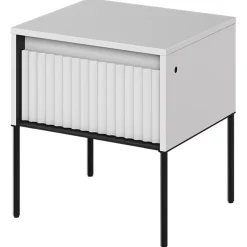 Garnero Arredamenti Comodino 46x50h cm cannettato nero Camelia Bianco Opaco Best