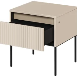 Garnero Arredamenti Comodino 46x50h cm cannettato nero Camelia Beige