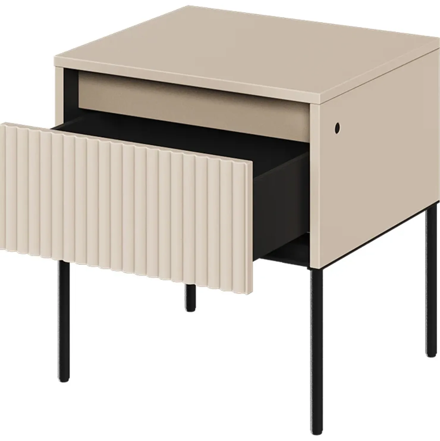 Garnero Arredamenti Comodino 46x50h cm cannettato nero Camelia Beige