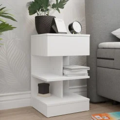 Garnero Arredamenti Comodino 39x65h cm con cassetto moderno bianco Clelia