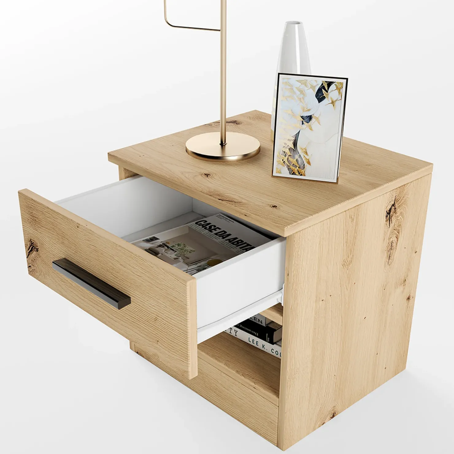 Garnero Arredamenti Comodino 40x41h cm con cassetto moderno Selvaggia Rovere Rustico Best