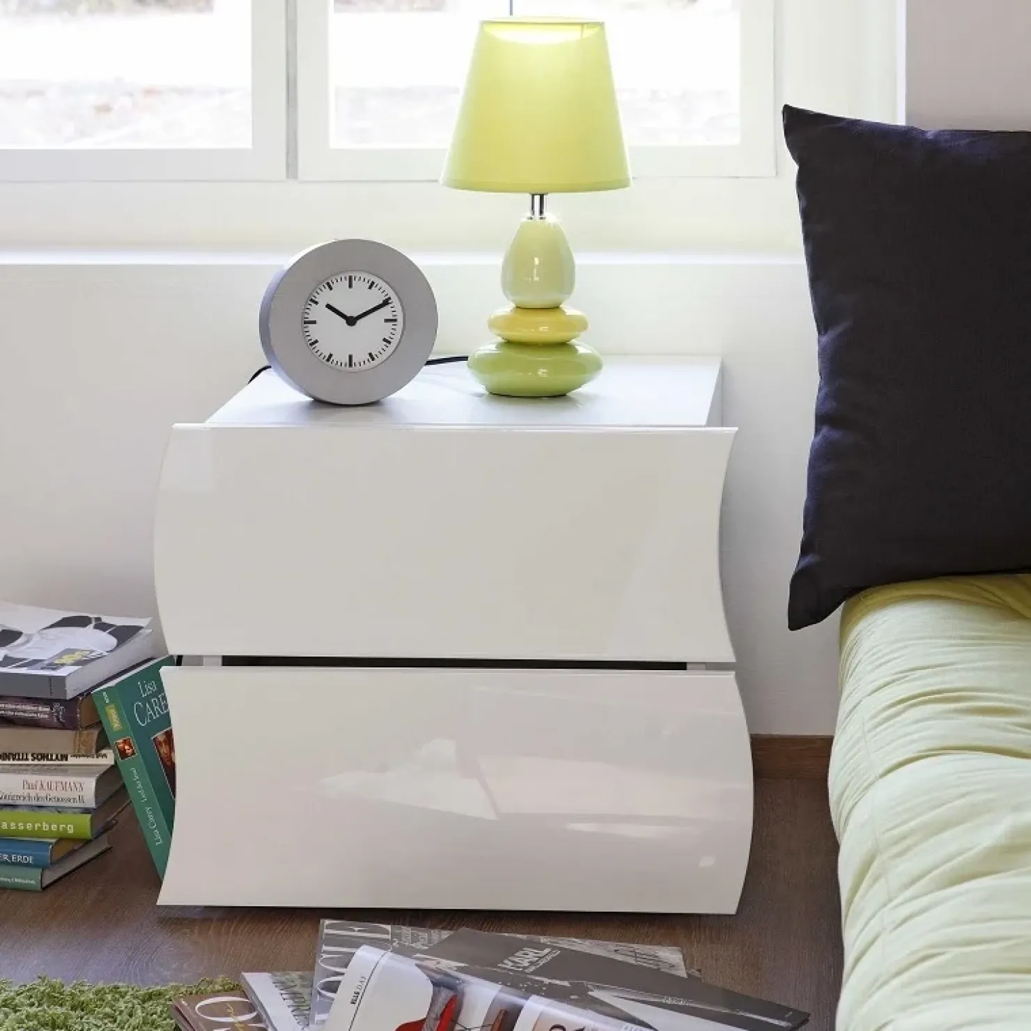 Garnero Arredamenti Comodino 50x42h cm design bianco lucido Sea Gihome® New