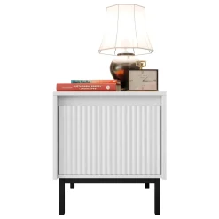 Garnero Arredamenti Comodino 45x50h cm design cannettato bianco Strike Bianco Opaco Discount