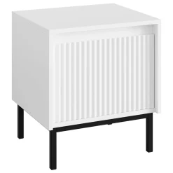 Garnero Arredamenti Comodino 45x50h cm design cannettato bianco Strike Bianco Opaco Discount