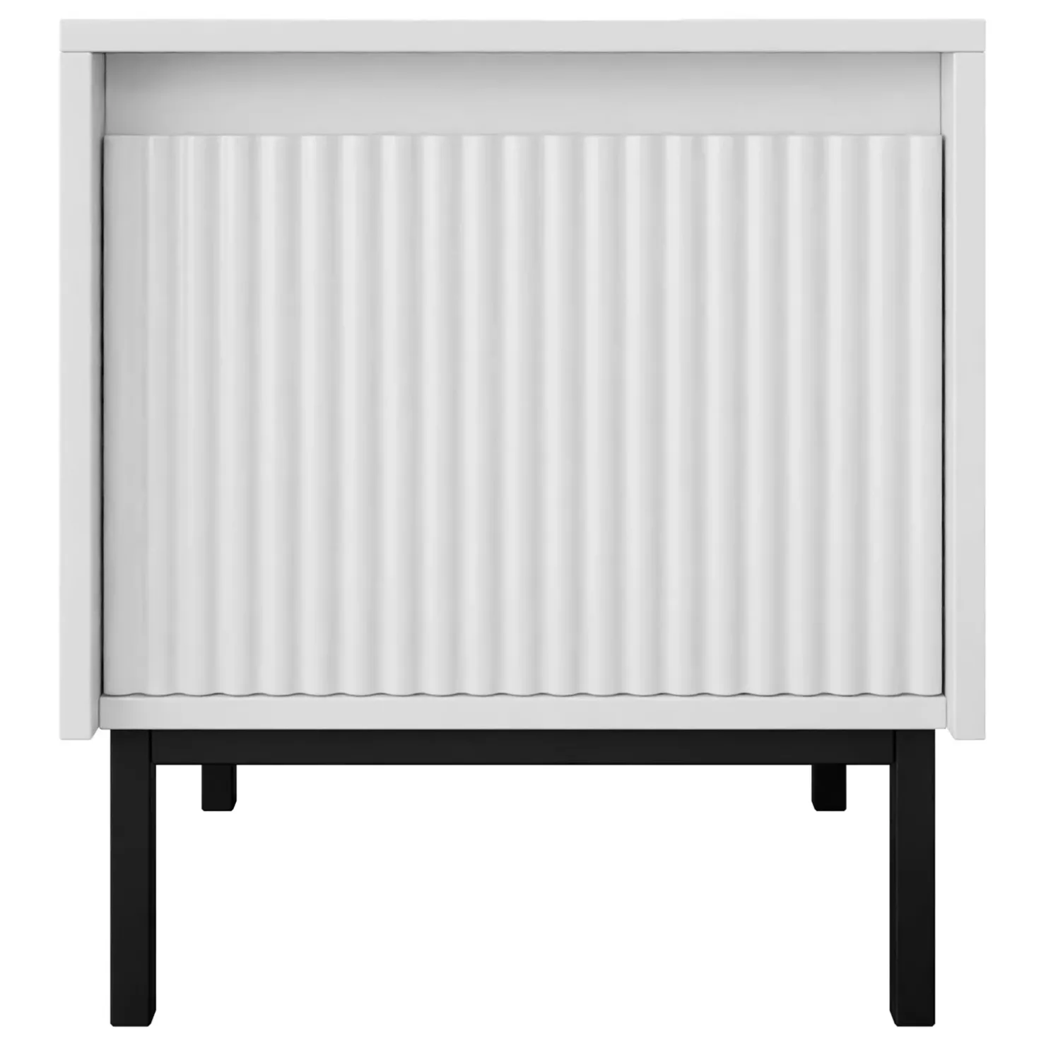 Garnero Arredamenti Comodino 45x50h cm design cannettato bianco Strike Bianco Opaco Discount