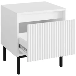 Garnero Arredamenti Comodino 45x50h cm design cannettato bianco Strike Bianco Opaco Discount