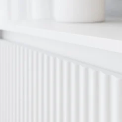 Garnero Arredamenti Comodino 45x50h cm design cannettato bianco Strike Bianco Opaco Discount