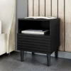 Garnero Arredamenti Comodino 42x53h cm design cannettato moderno nero Flippo Outlet