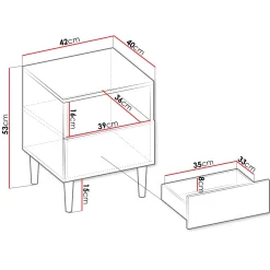 Garnero Arredamenti Comodino 42x53h cm design cannettato moderno nero Flippo Outlet