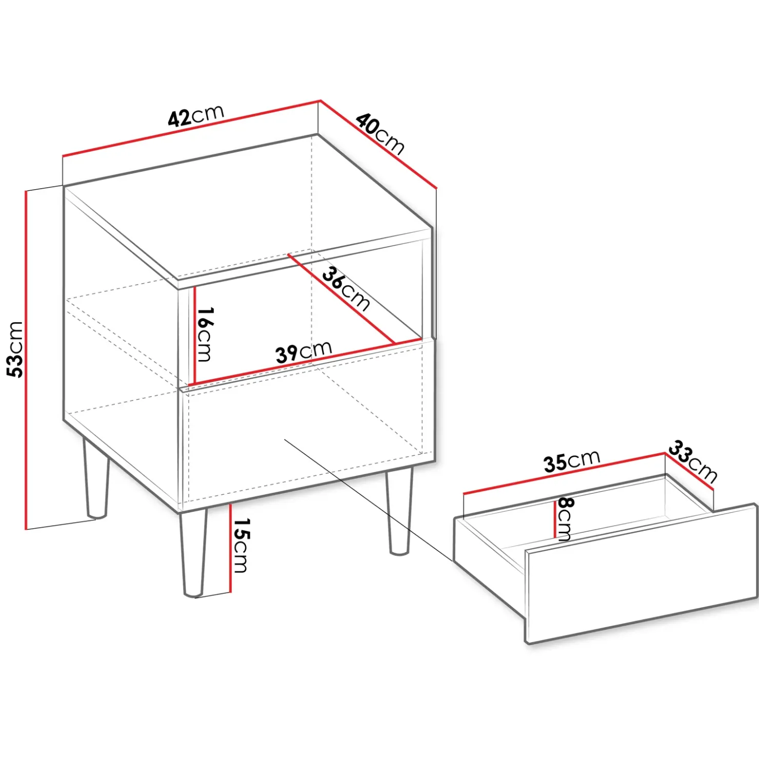 Garnero Arredamenti Comodino 42x53h cm design cannettato moderno nero Flippo Outlet