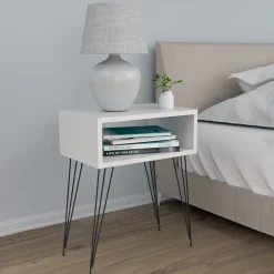 Garnero Arredamenti Comodino 45x59h cm design industrial bianco Jamar Bianco Opaco Outlet