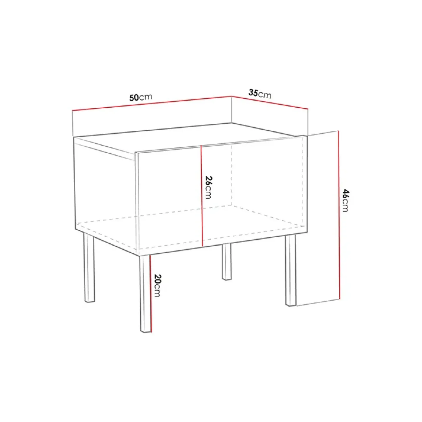 Garnero Arredamenti Comodino 50x46h cm design moderno bianco lucido Marisa Clearance
