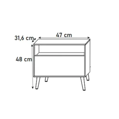 Garnero Arredamenti Comodino 47x48h cm moderno cannettato rovere nero Celestia Rovere Rustico - Nero opaco Outlet