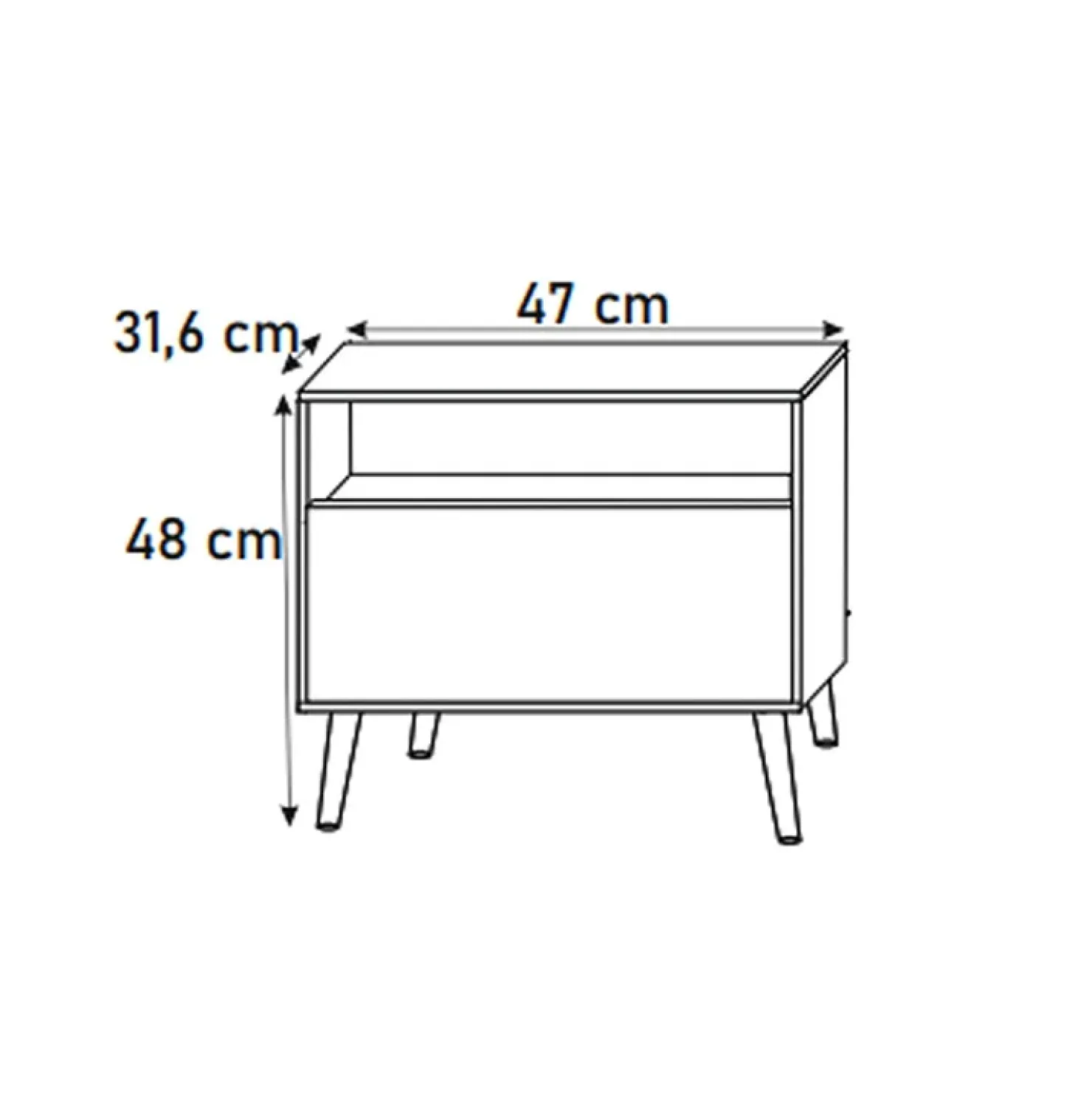 Garnero Arredamenti Comodino 47x48h cm moderno cannettato bianco Celestia Bianco Opaco New