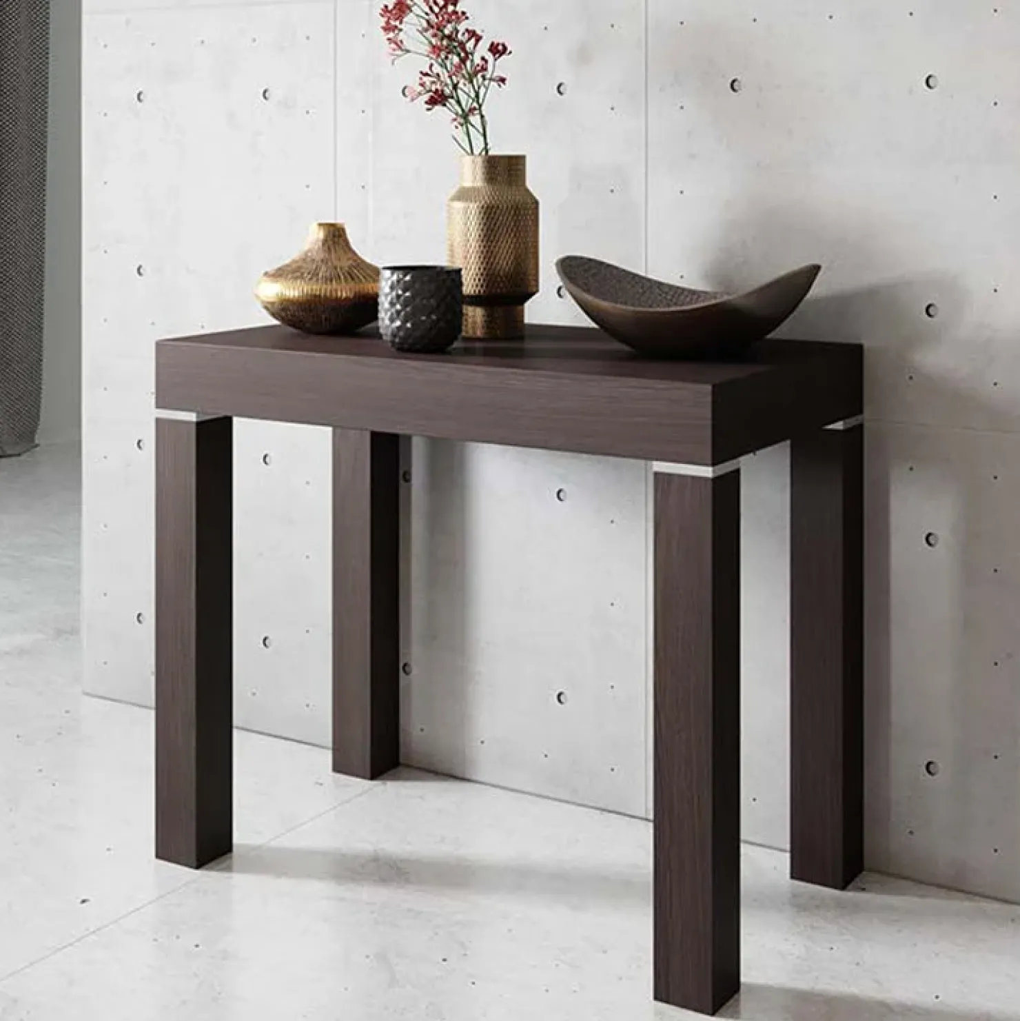 Garnero Arredamenti Consolle 50/300cm allungabile moderno wengé Pandora 110 Gihome® Noce Discount