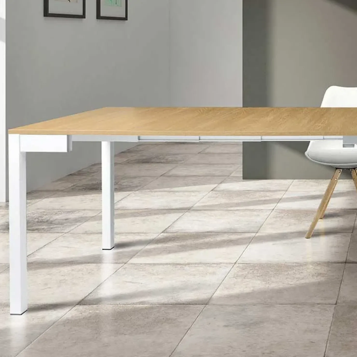 Garnero Arredamenti Consolle 50/300cm allungabile rovere metallo bianco Edison Rovere - Bianco Clearance