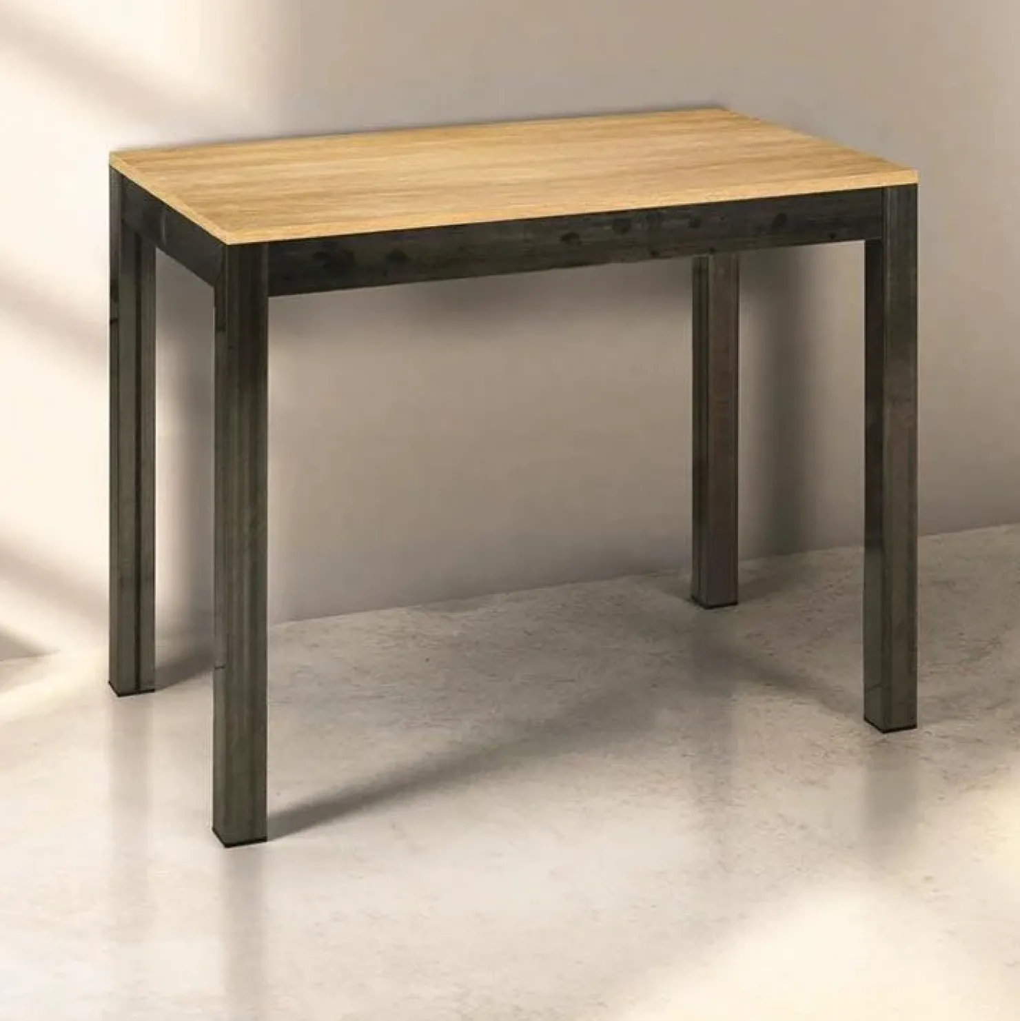 Garnero Arredamenti Consolle 50/300cm allungabile rovere metallo Edison Gihome® Rovere - Nero