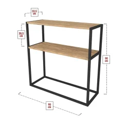 Garnero Arredamenti Consolle ingresso 2 ripiani industrial 90x90cm metallo rovere Basilan Hot