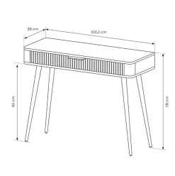 Garnero Arredamenti Consolle ingresso 100x78cm 1 cassetto cannettato Ramis Nero Opaco Outlet