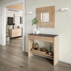 Garnero Arredamenti Consolle ingresso 32x79cm con specchio rovere ossido Nelson Outlet