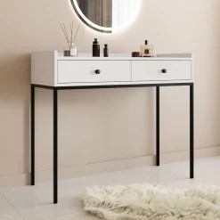 Garnero Arredamenti Consolle ingresso 100x86cm design moderno 2 cassetti bianco Pollon Bianco Opaco Clearance