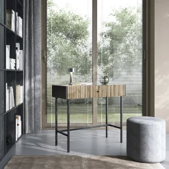 Garnero Arredamenti Consolle ingresso 93x79cm nero rovere cannettato Eterna Rovere Rustico - Nero opaco Hot