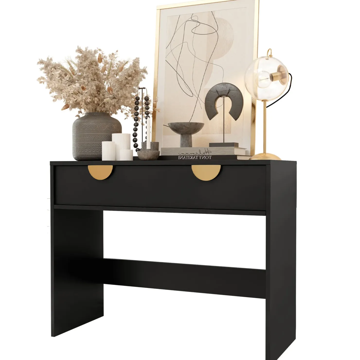 Garnero Arredamenti Consolle ingresso 100x78h cm con cassetto nero Oriana Best