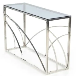 Garnero Arredamenti Consolle 120x78cm moderna in vetro fumè argento Hersol