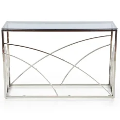 Garnero Arredamenti Consolle 120x78cm moderna in vetro fumè argento Hersol