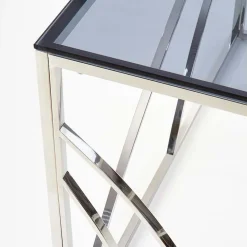 Garnero Arredamenti Consolle 120x78cm moderna in vetro fumè argento Hersol