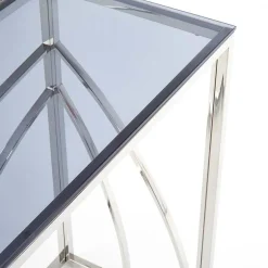 Garnero Arredamenti Consolle 120x78cm moderna in vetro fumè argento Hersol