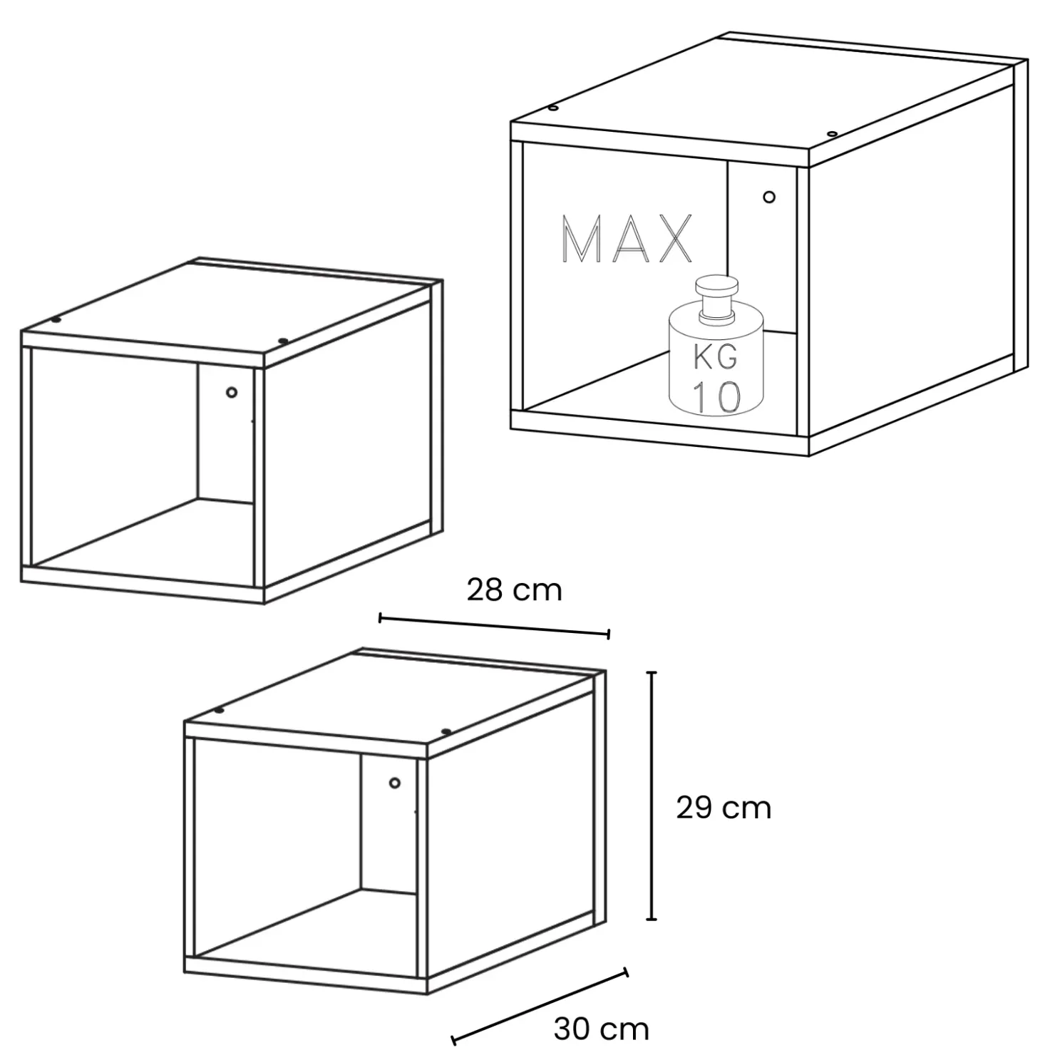 Garnero Arredamenti Coppia 2 mensole cubotti 28x29h cm da parete Sunset Tortora