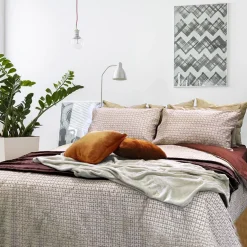 Garnero Arredamenti Copripiumino + 2 federe letto matrimoniale in cotone 250x200cm marrone terracotta Nabib Hot