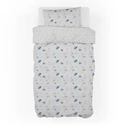 Garnero Arredamenti Copripiumino + federa letto singolo in cotone 155x200cm foglie Sonora Hot