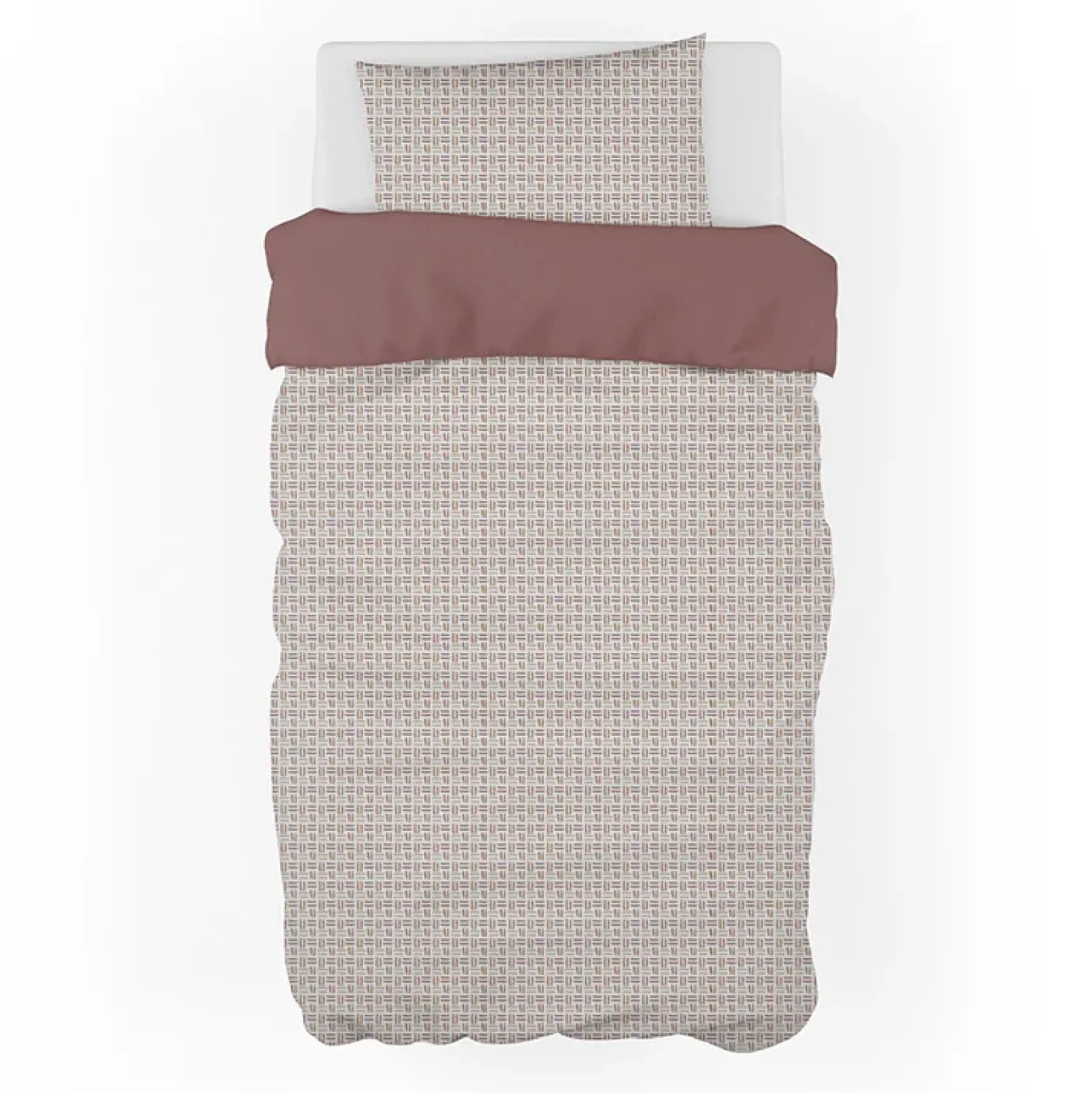 Garnero Arredamenti Copripiumino + federa letto singolo in cotone 155x200cm marrone terracotta Nabib Online