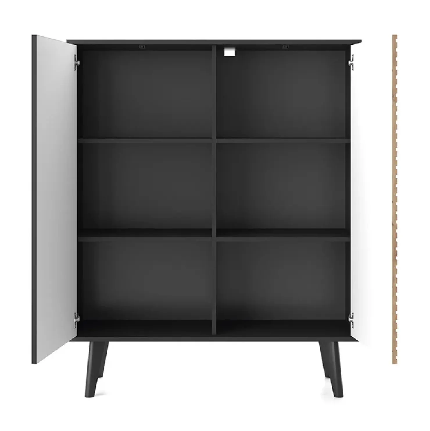 Garnero Arredamenti Credenza alta cannettata 104x125h cm con 2 ante in stile moderno rovere nero Gotham Sale