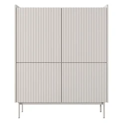 Garnero Arredamenti Credenza alta 103x126cm 4 ante beige cannettato rovere Fioca Discount