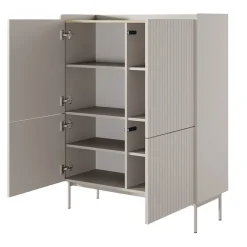 Garnero Arredamenti Credenza alta 103x126cm 4 ante beige cannettato rovere Fioca Discount