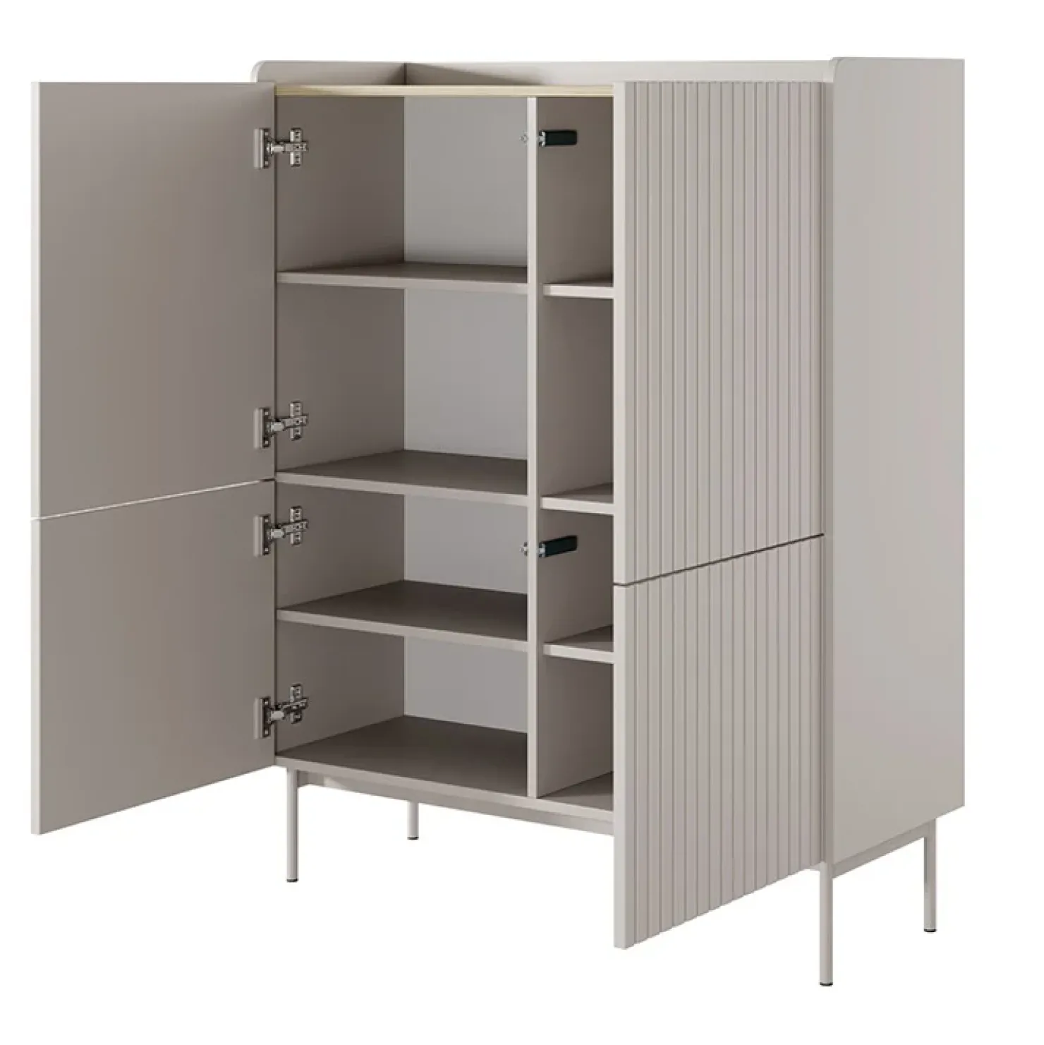 Garnero Arredamenti Credenza alta 103x126cm 4 ante beige cannettato rovere Fioca Discount