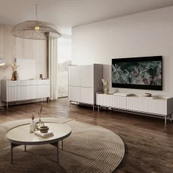 Garnero Arredamenti Credenza alta 103x126cm 4 ante beige cannettato rovere Fioca Discount